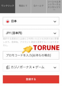 プロモコード入力箇所